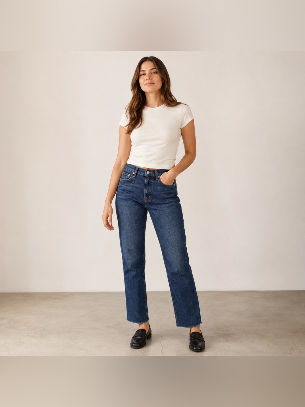 Rag & Bone Harlow Mid Rise Straight Jean in Marine Blue 24